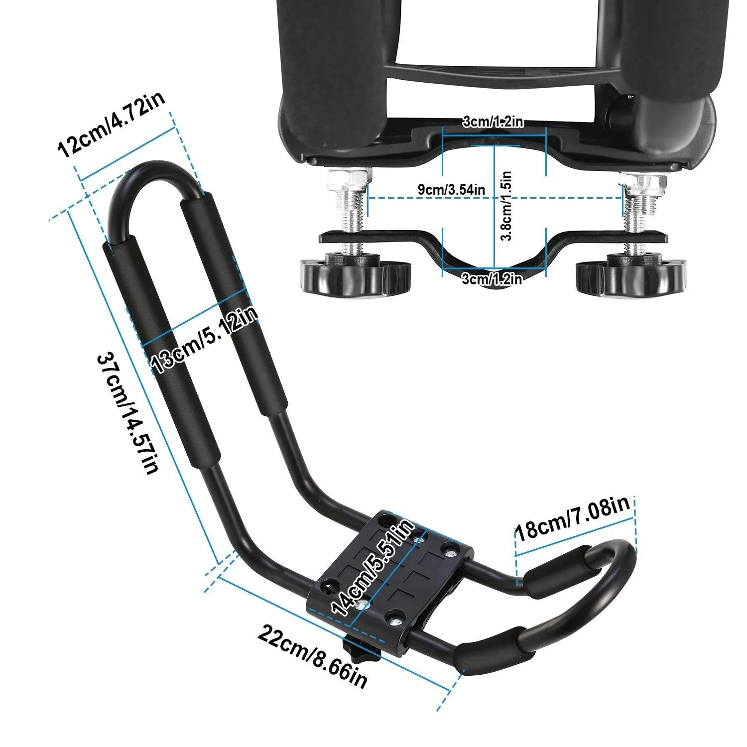 1-Pair: Universal J-Bar Kayak Carrier