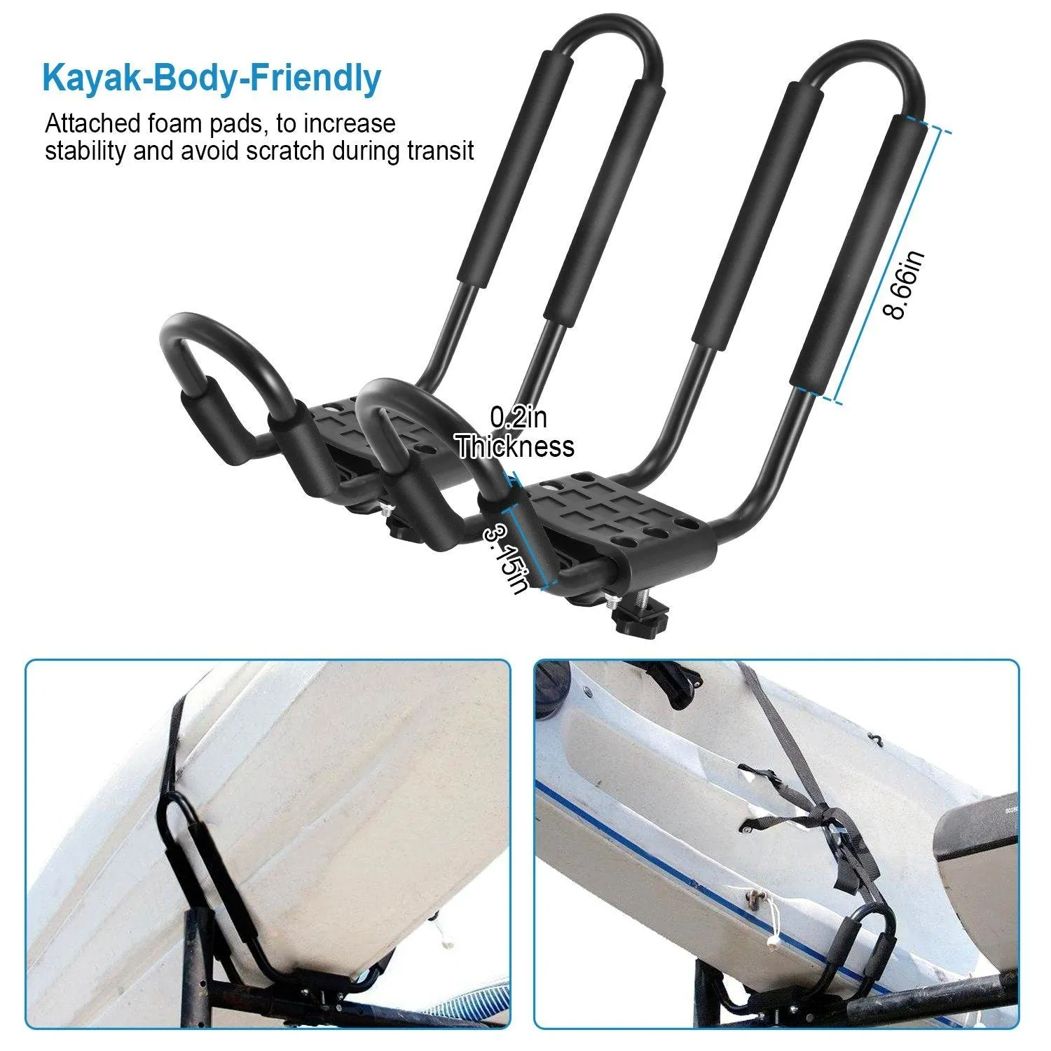 1-Pair: Universal J-Bar Kayak Carrier