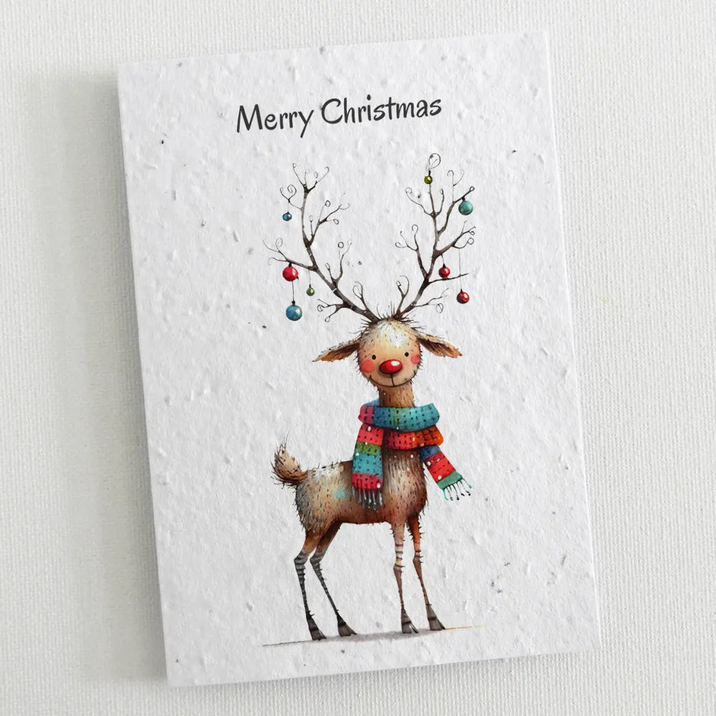 12 Plantable Christmas Cards - Reindeer