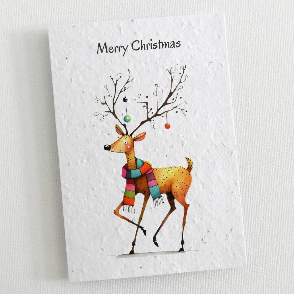 12 Plantable Christmas Cards - Reindeer