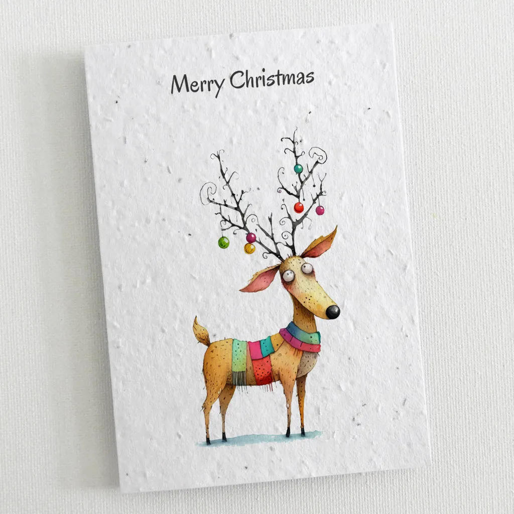 12 Plantable Christmas Cards - Reindeer