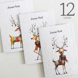 12 Plantable Christmas Cards - Reindeer