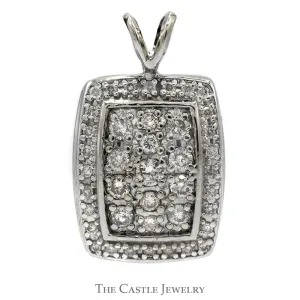 1.25cttw Rectangular Shaped Diamond Cluster Pendant in 10k White Gold