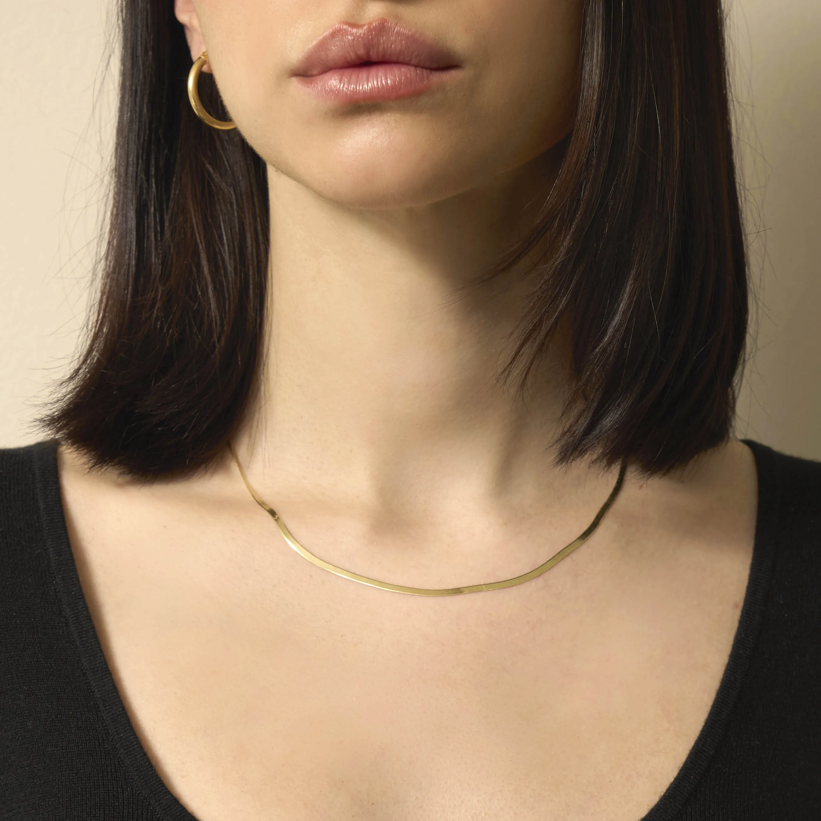 14k Solid Gold Herringbone Chain Necklace 2.2mm