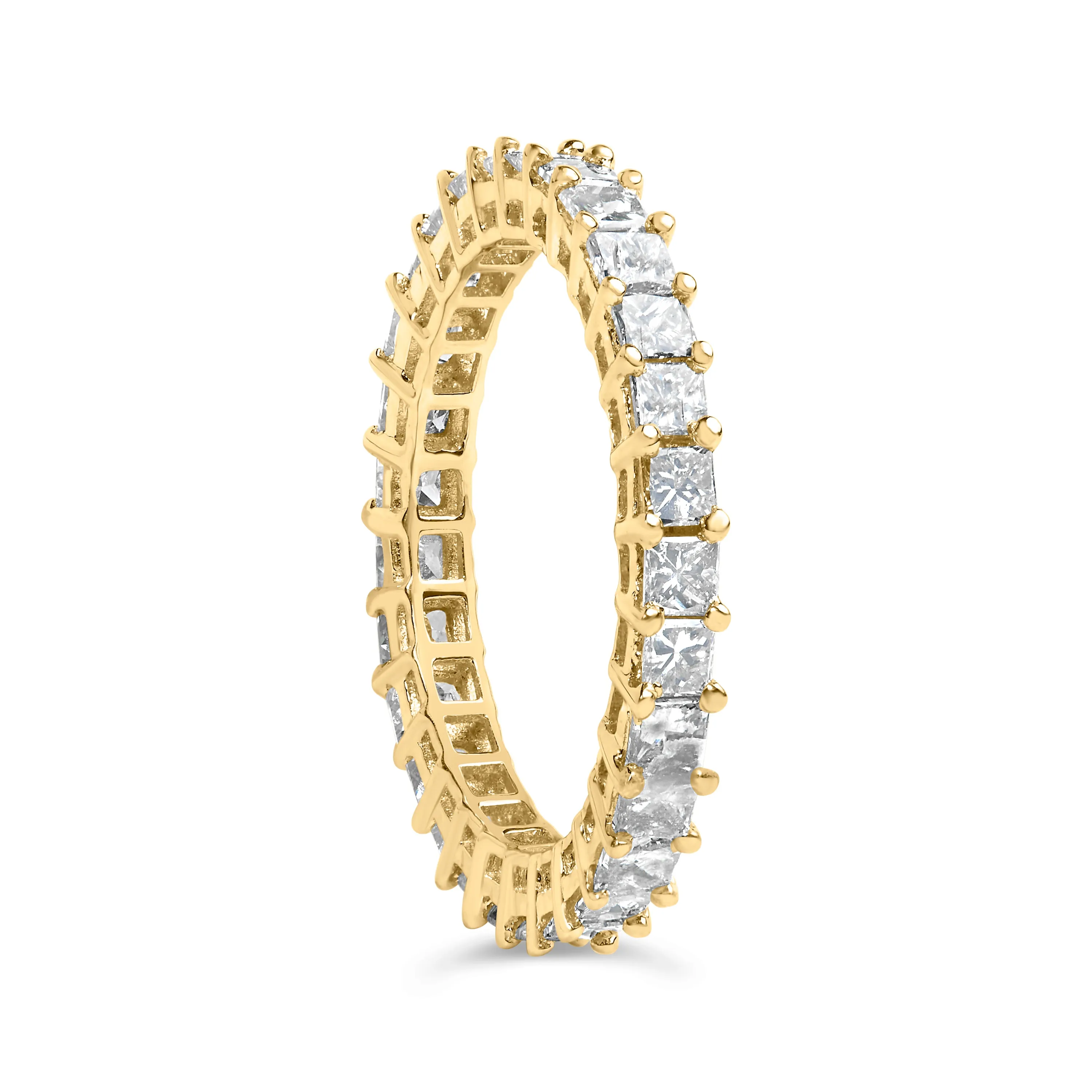 14K Yellow Gold 2.00 Cttw Shared Prong Set Princess Cut Diamond Eternity Band Ring