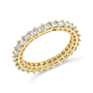 14K Yellow Gold 2.00 Cttw Shared Prong Set Princess Cut Diamond Eternity Band Ring