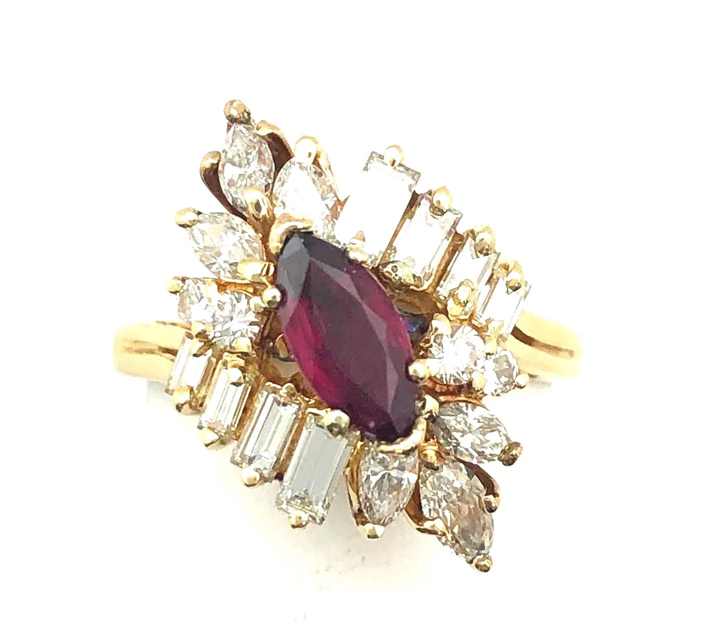 14KY Marquise Ruby & Diamond Ring