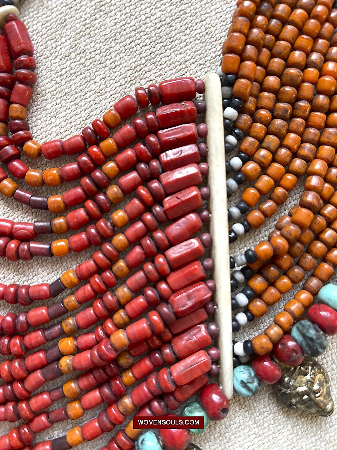 1623 SOLD Antique Naga Tribal Bead Necklace