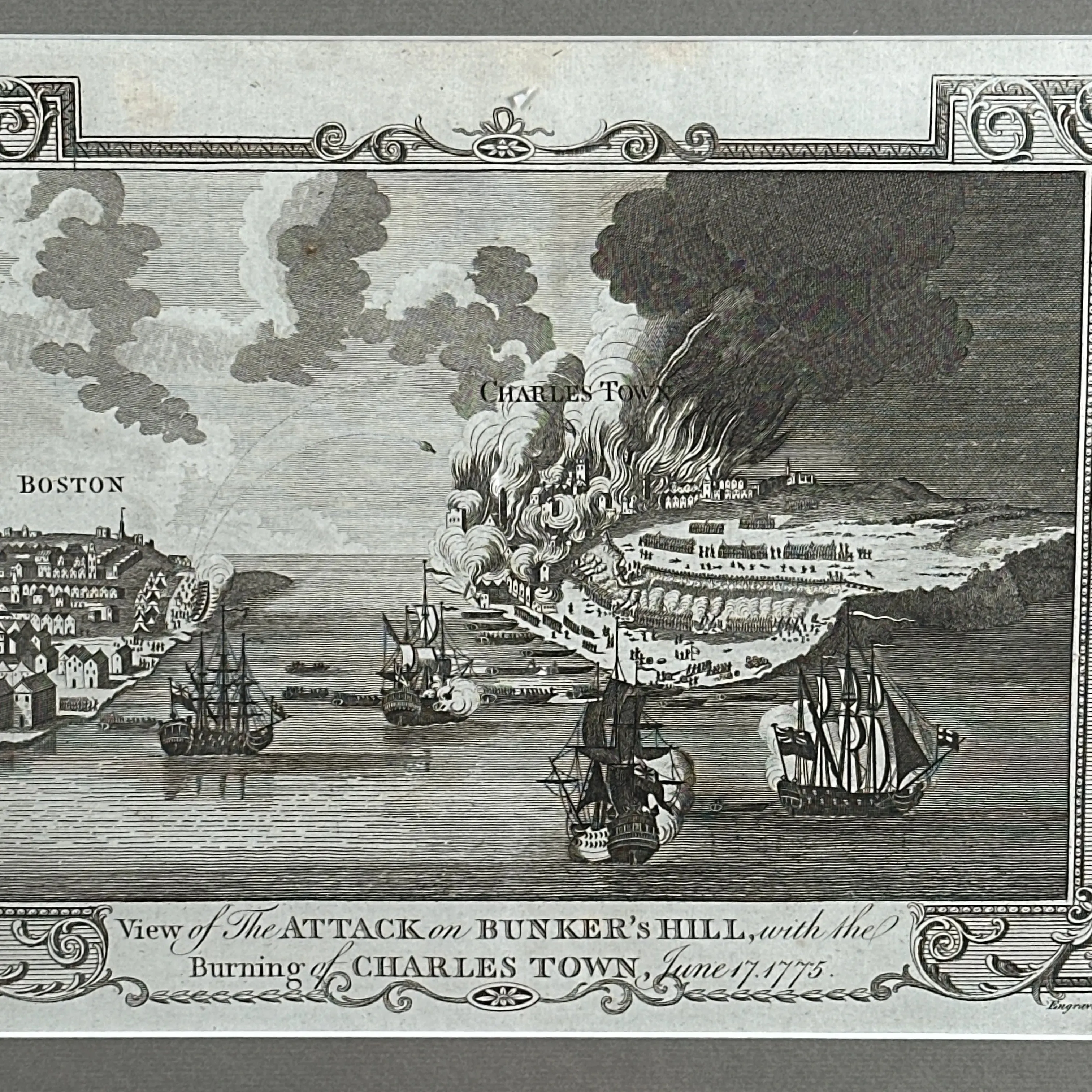 1783 View of the Attack on Bunker's Hill, with the Burning of Charles Town, June 17, 1775 Framed print