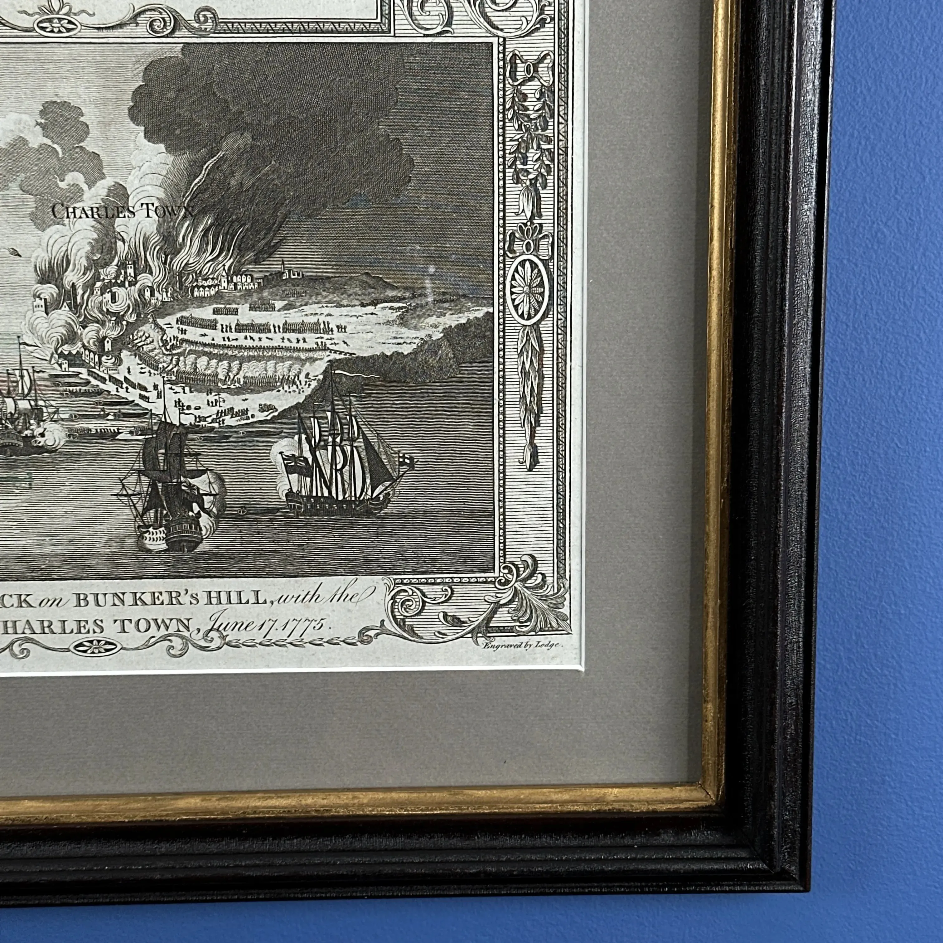 1783 View of the Attack on Bunker's Hill, with the Burning of Charles Town, June 17, 1775 Framed print