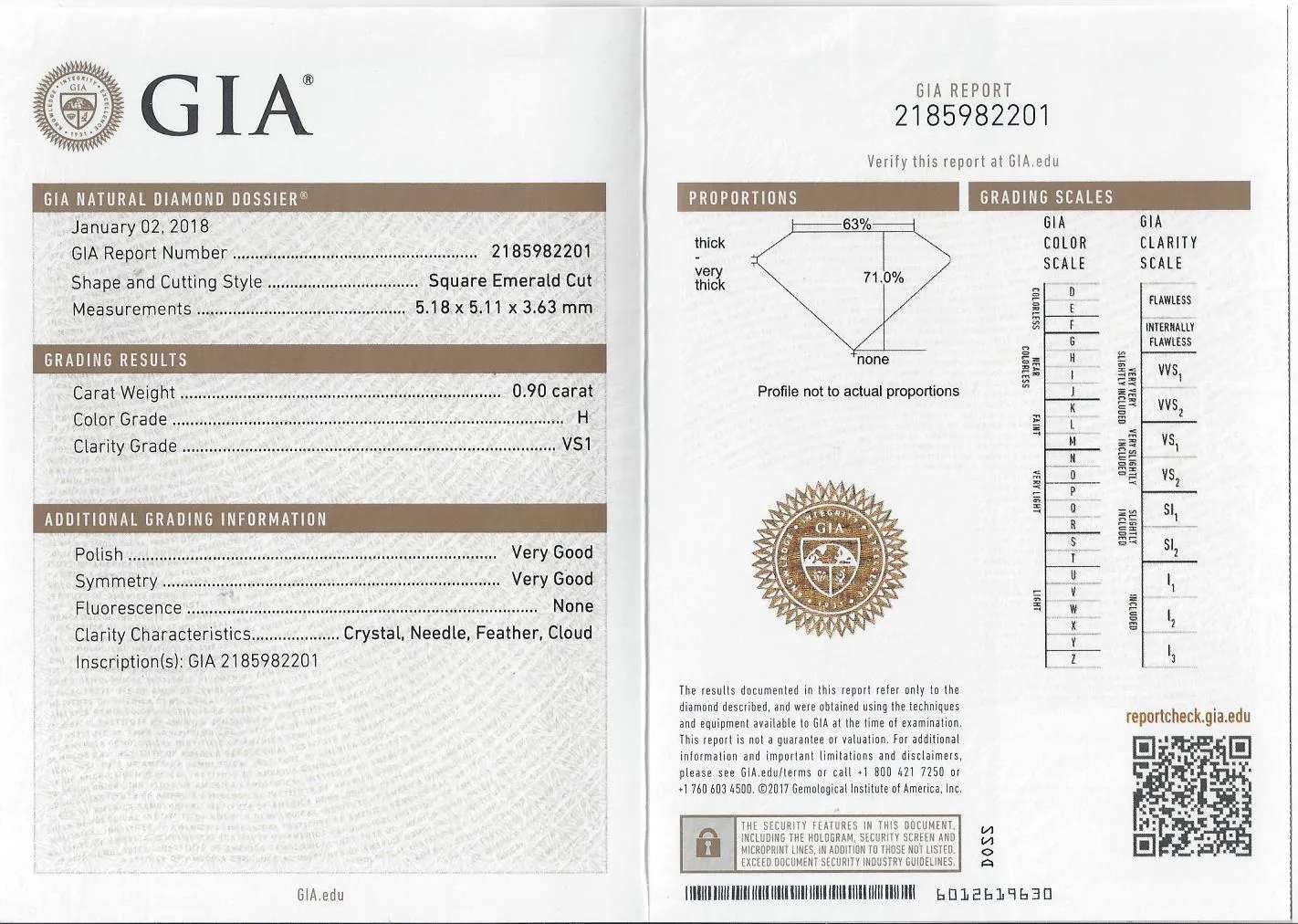 1.80 CARAT H VS1 GIA CERTIFIED ASSCHER CUT DIAMOND STUD EARRINGS GOLD NATURAL