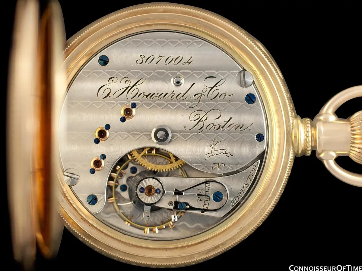 1870's E. Howard & Co. Antique 18 Size N Pocket Watch with Exceptional Fancy Dial - 14K Gold