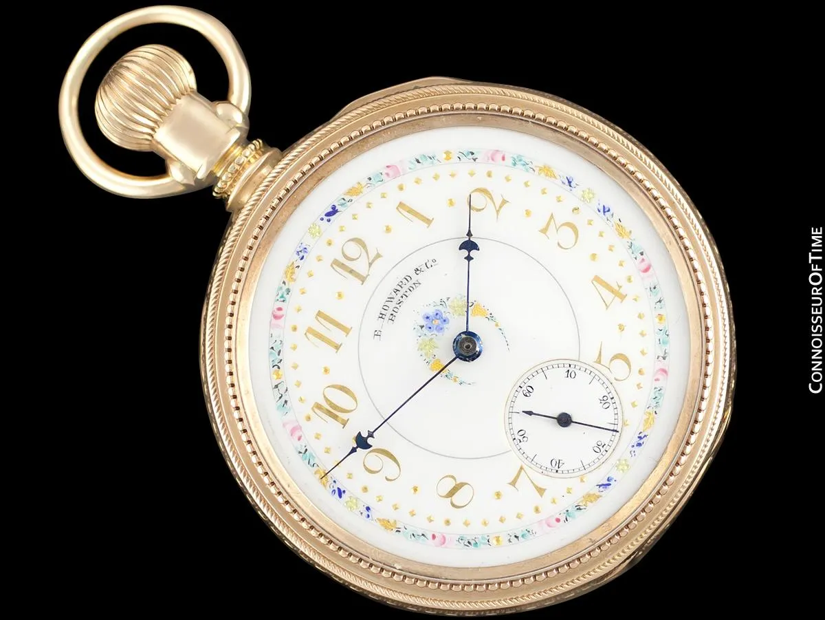 1870's E. Howard & Co. Antique 18 Size N Pocket Watch with Exceptional Fancy Dial - 14K Gold