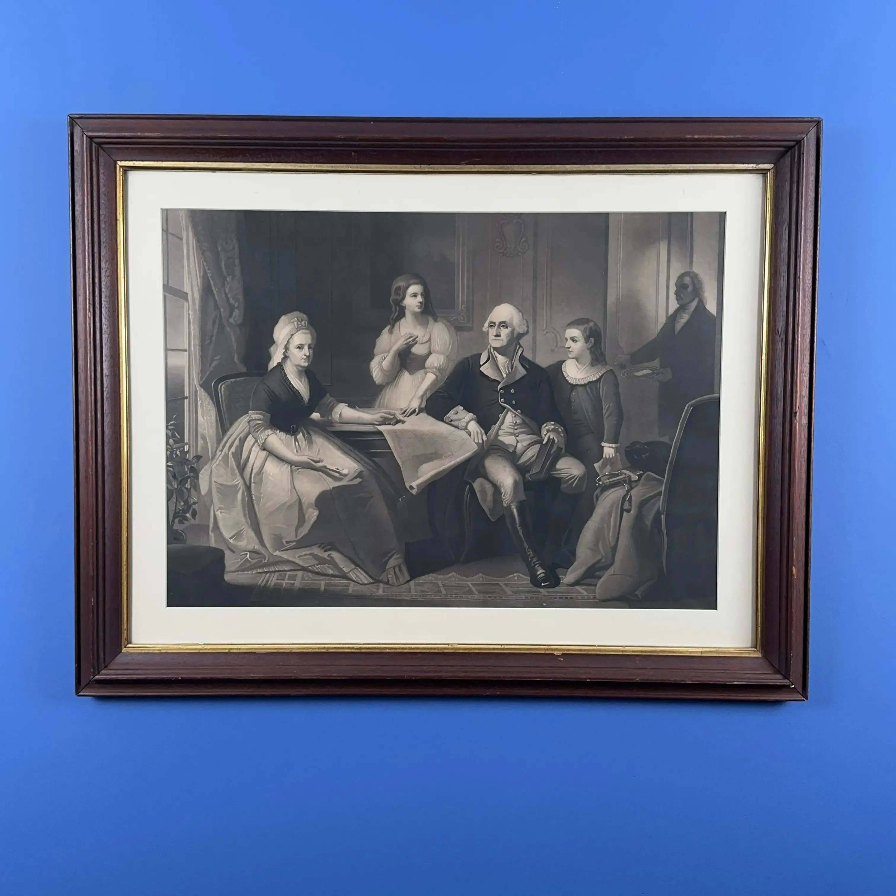 1884 "Washington And His Family" Mezzotint Engraving