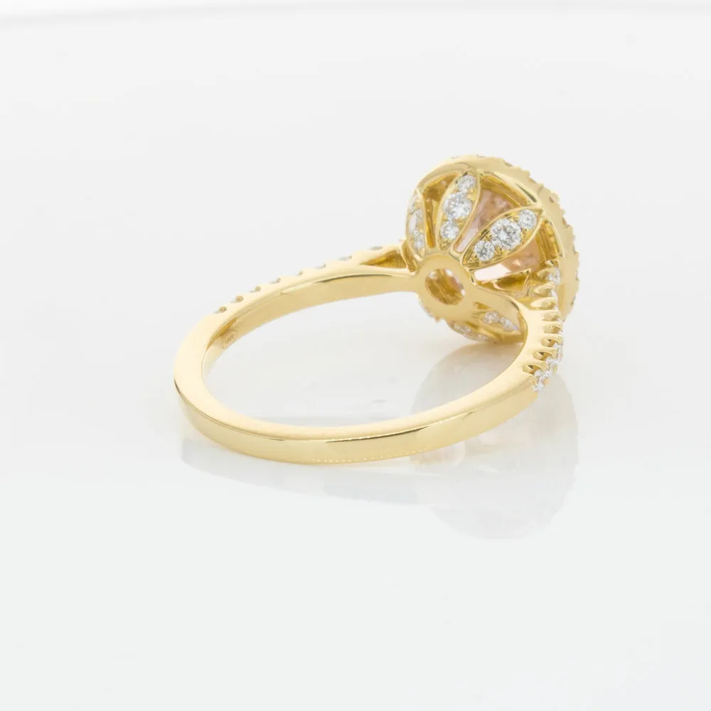 18ct Yellow Gold Padparadscha Sapphire & Diamond Ring