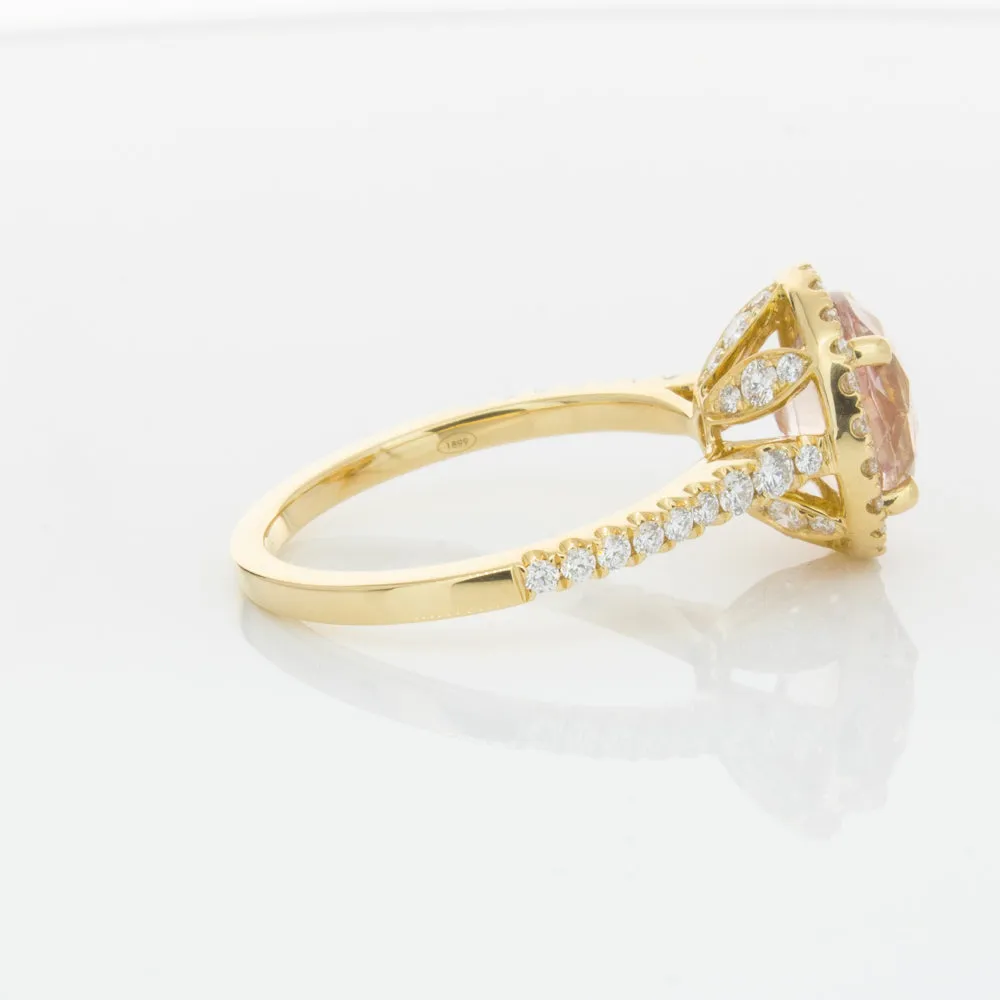 18ct Yellow Gold Padparadscha Sapphire & Diamond Ring