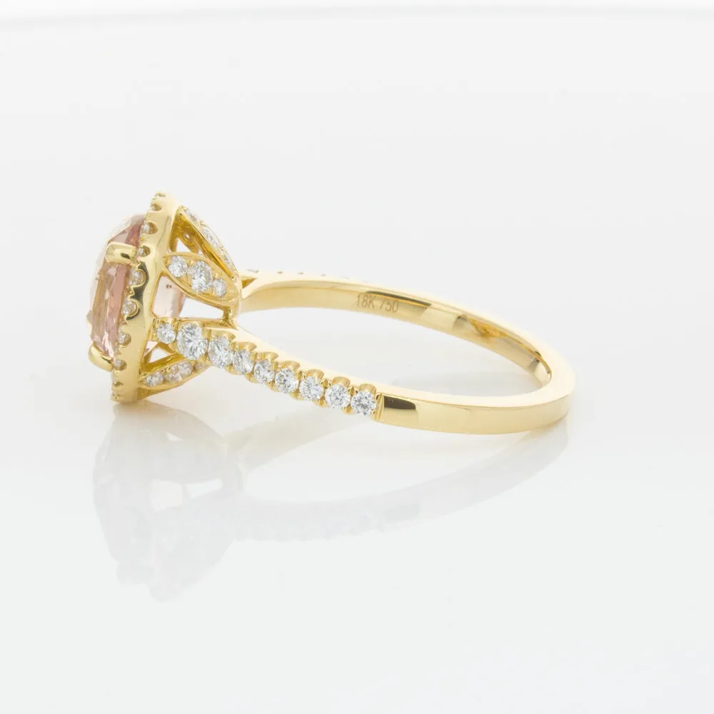 18ct Yellow Gold Padparadscha Sapphire & Diamond Ring