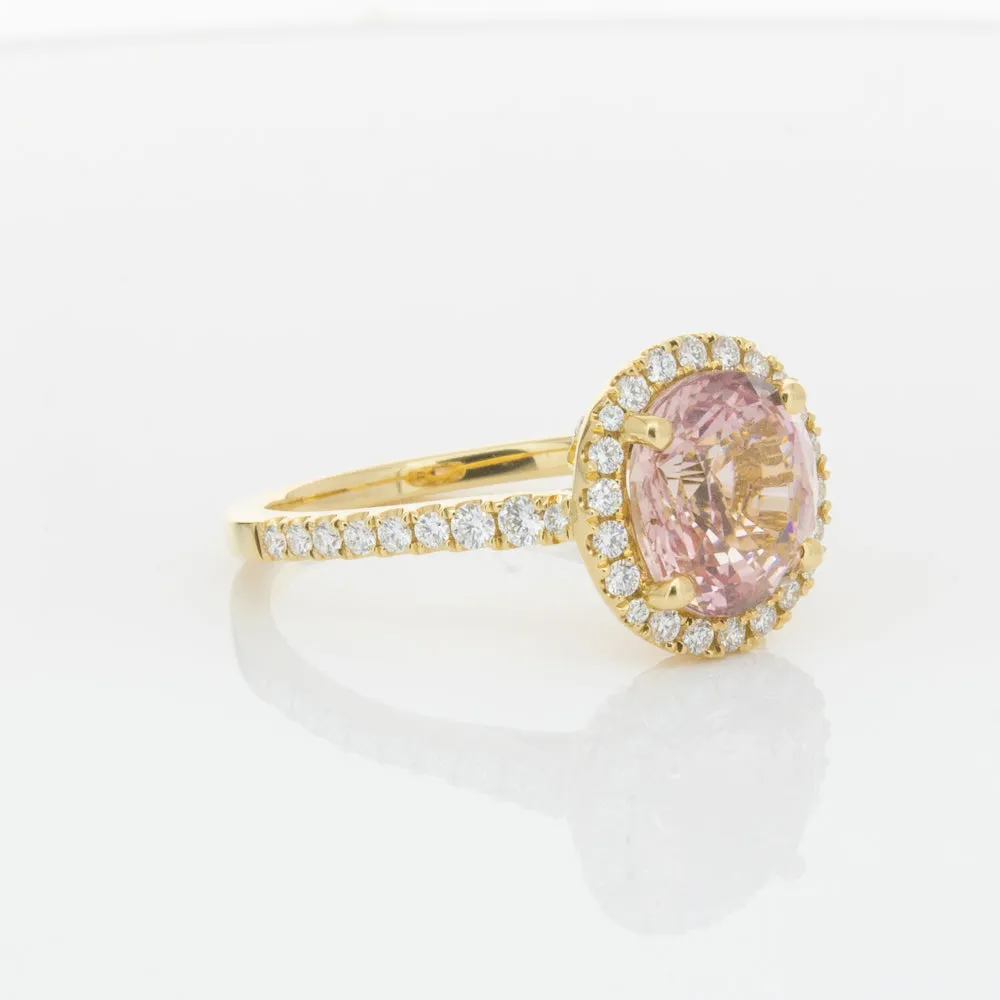 18ct Yellow Gold Padparadscha Sapphire & Diamond Ring