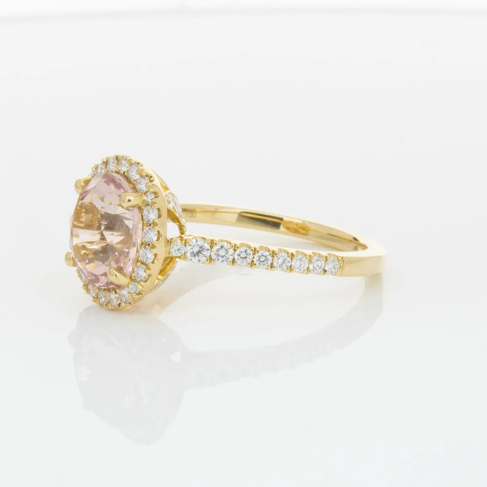 18ct Yellow Gold Padparadscha Sapphire & Diamond Ring