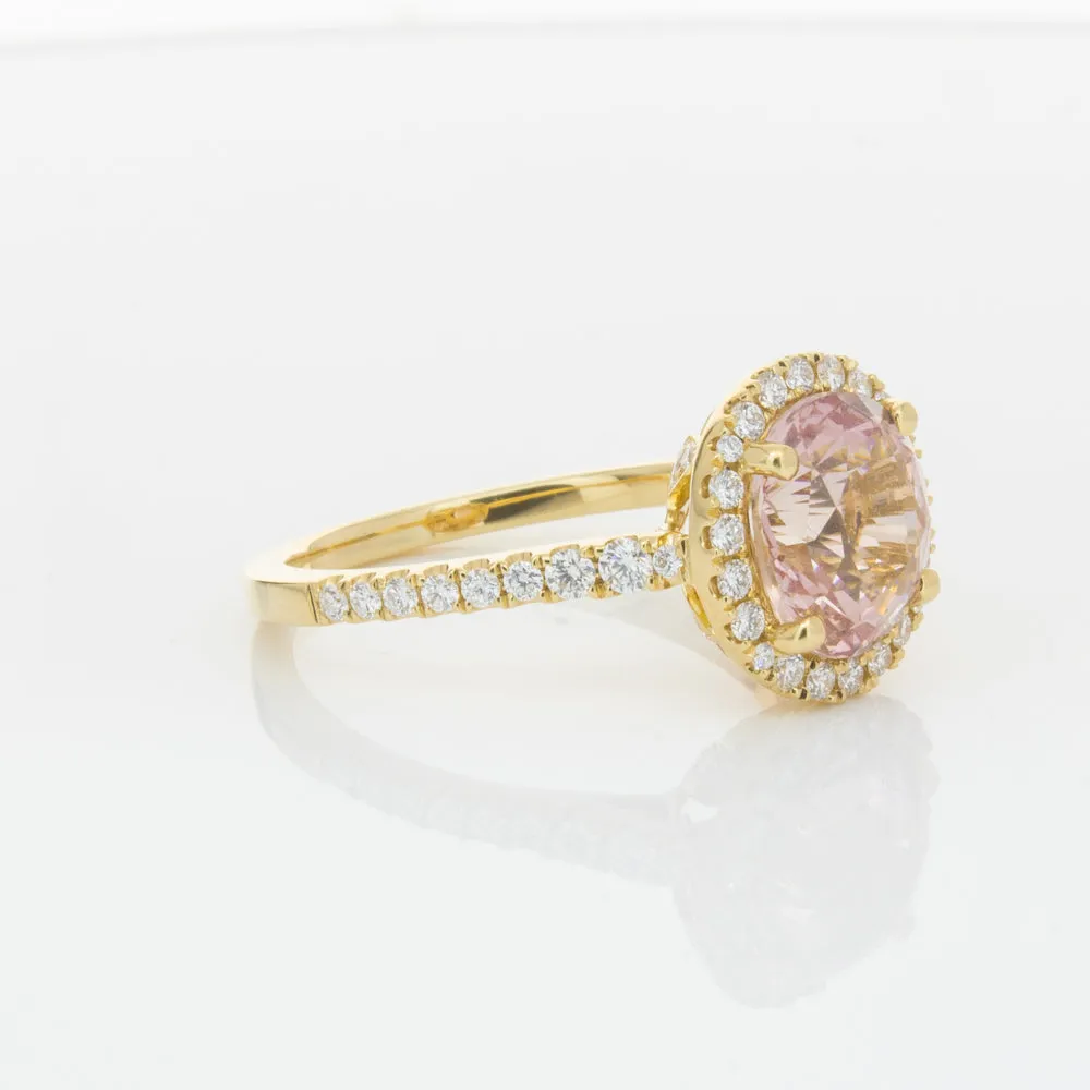 18ct Yellow Gold Padparadscha Sapphire & Diamond Ring