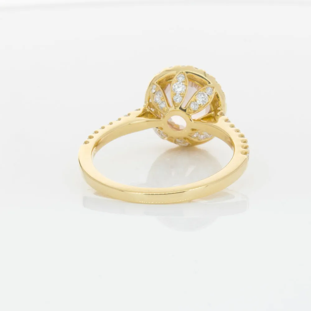 18ct Yellow Gold Padparadscha Sapphire & Diamond Ring