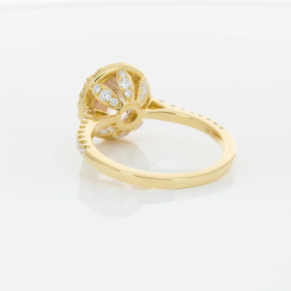 18ct Yellow Gold Padparadscha Sapphire & Diamond Ring