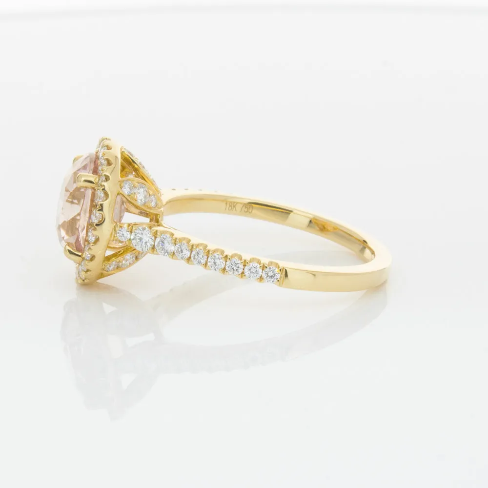 18ct Yellow Gold Padparadscha Sapphire & Diamond Ring