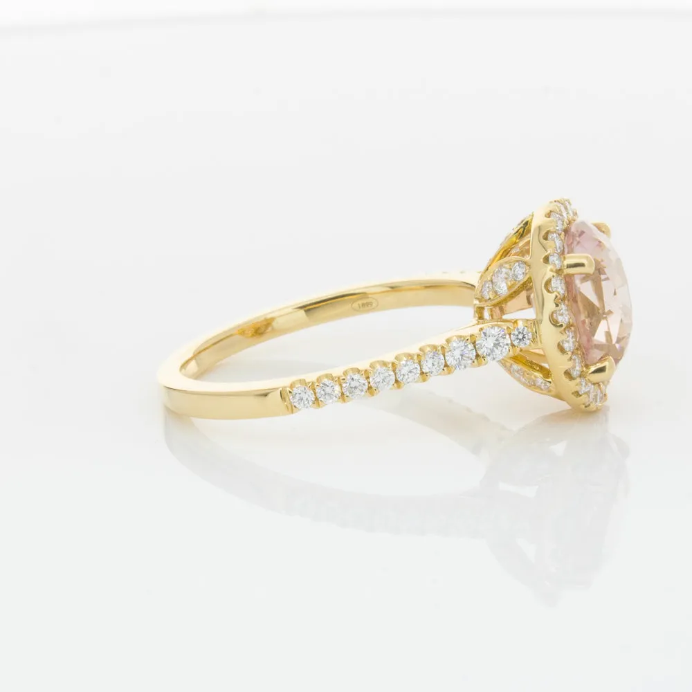 18ct Yellow Gold Padparadscha Sapphire & Diamond Ring