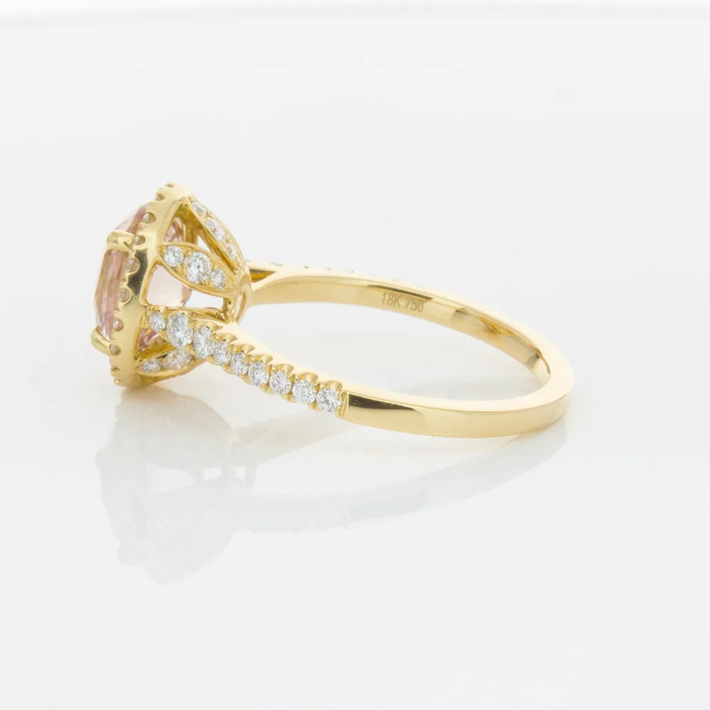 18ct Yellow Gold Padparadscha Sapphire & Diamond Ring