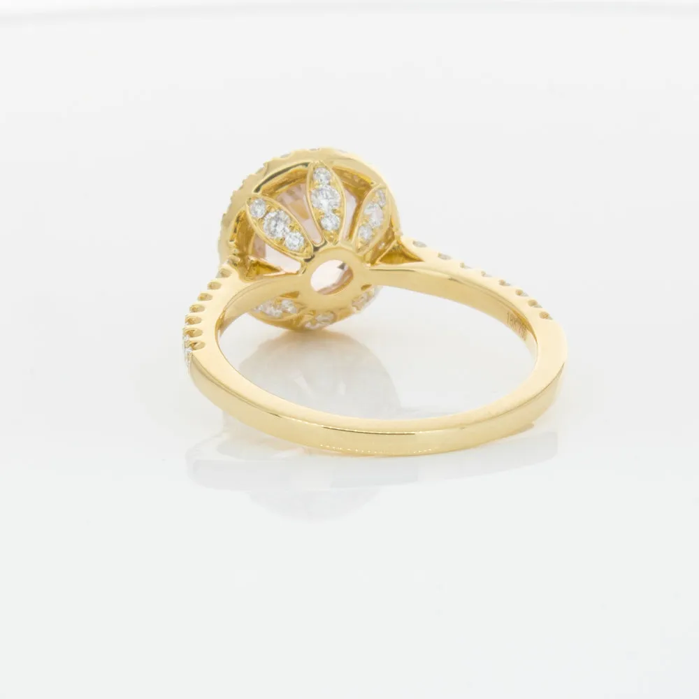 18ct Yellow Gold Padparadscha Sapphire & Diamond Ring