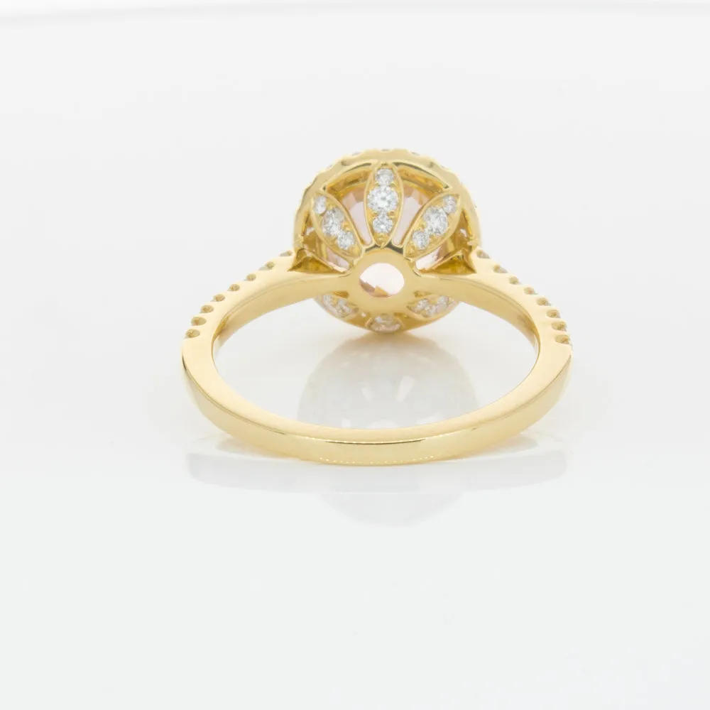 18ct Yellow Gold Padparadscha Sapphire & Diamond Ring