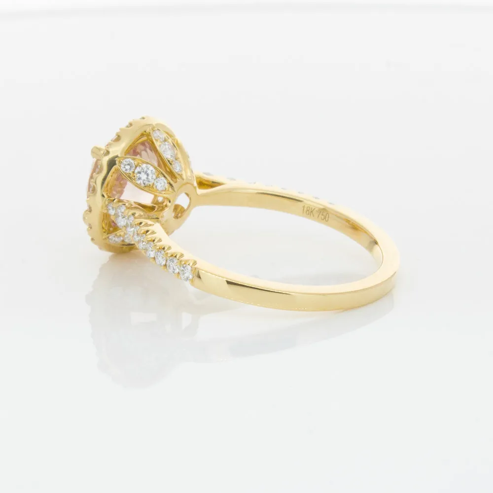 18ct Yellow Gold Padparadscha Sapphire & Diamond Ring