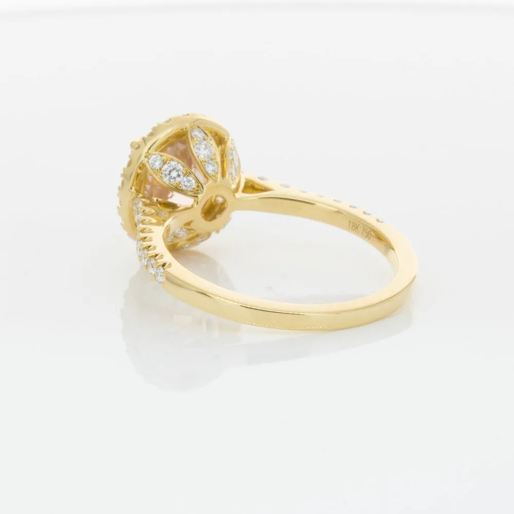 18ct Yellow Gold Padparadscha Sapphire & Diamond Ring