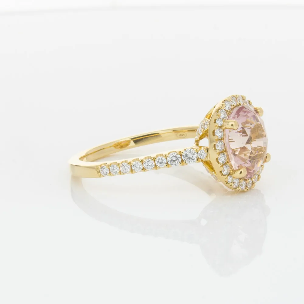 18ct Yellow Gold Padparadscha Sapphire & Diamond Ring