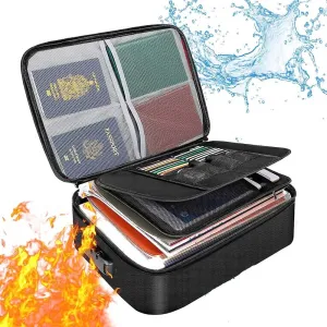 3-Layer Fireproof Important Document Bag with Lock Safe Box