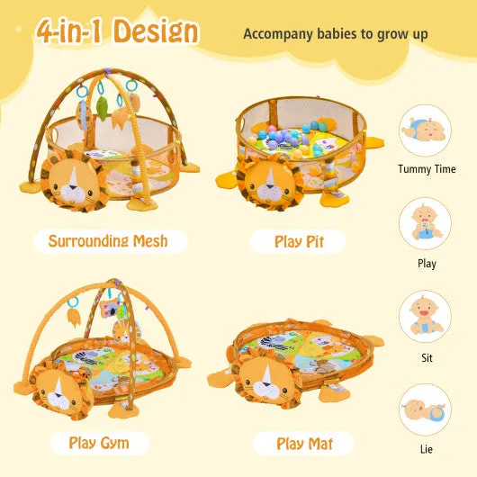 4-in-1 Baby Play Gym with Soft Padding Mat and Arch Design