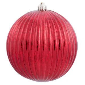 4PK - 6" Red Mercury Pumpkin Ball Shatterproof Christmas Ornaments