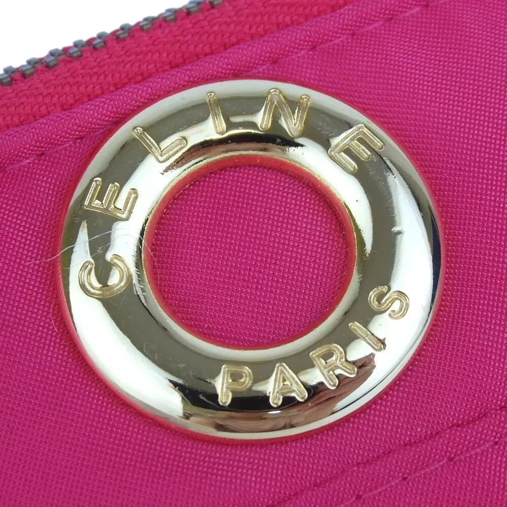 531157AK (C2) Celine Clutch Bag Circle Logo Pink Canvas