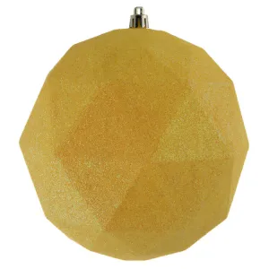 6" Yellow Glitter Geometric Balls Ornaments 4 Per Bag