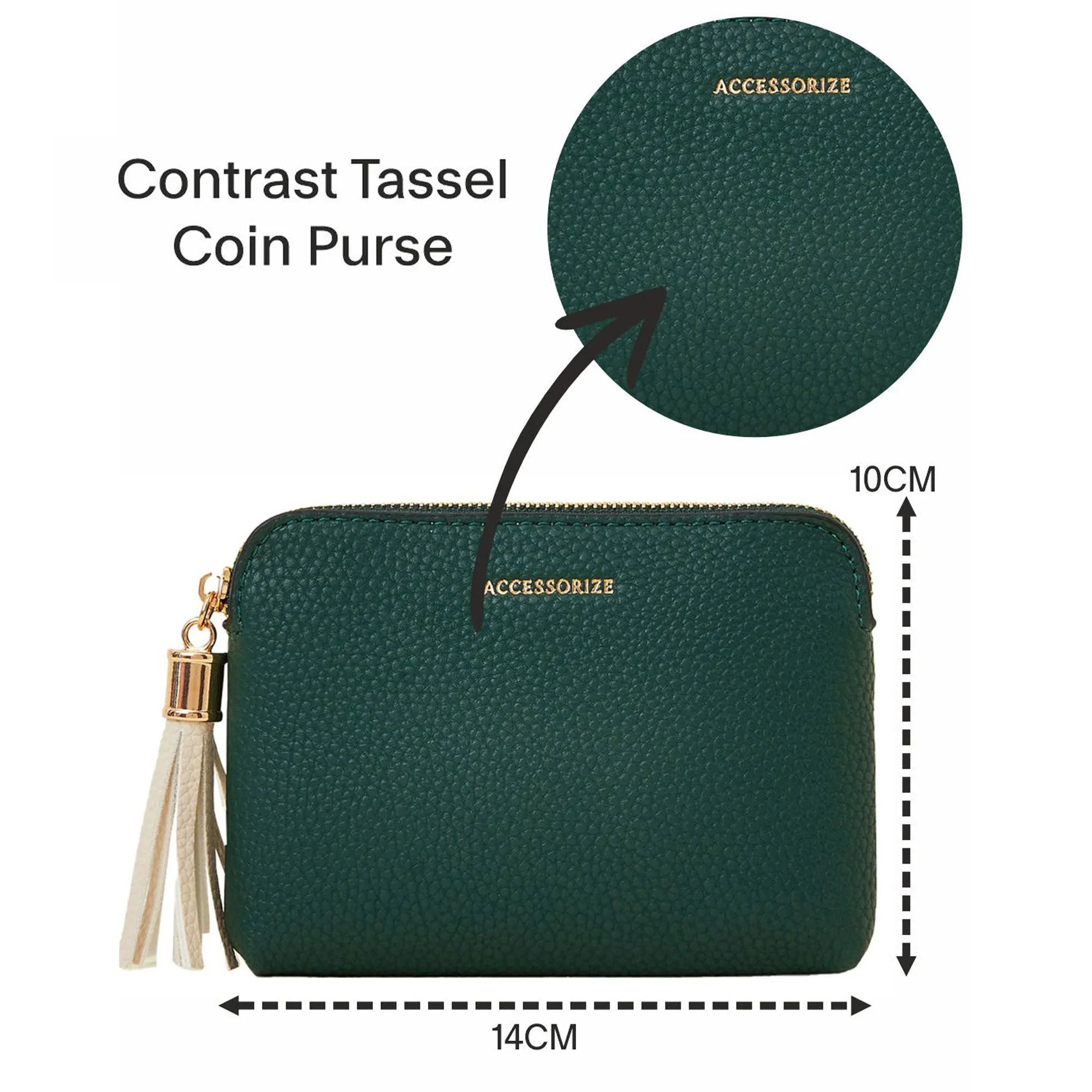 Accessorize London Women's Green Contrast Tassle Coin Purse