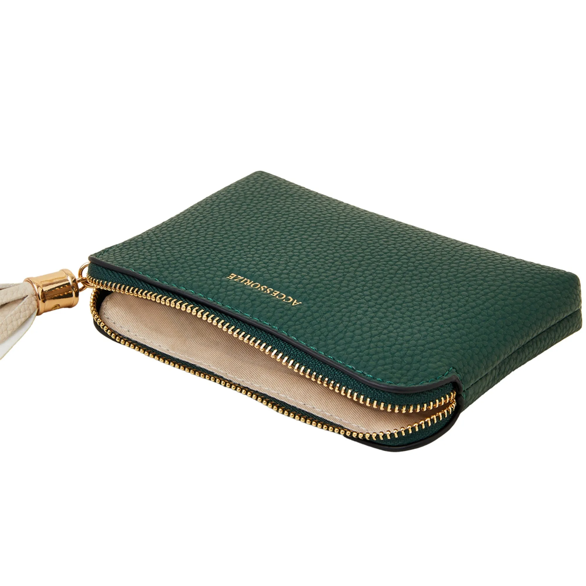 Accessorize London Women's Green Contrast Tassle Coin Purse