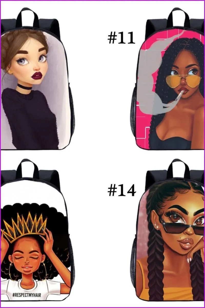 African Beauty Custom Made Printing Backpack F195