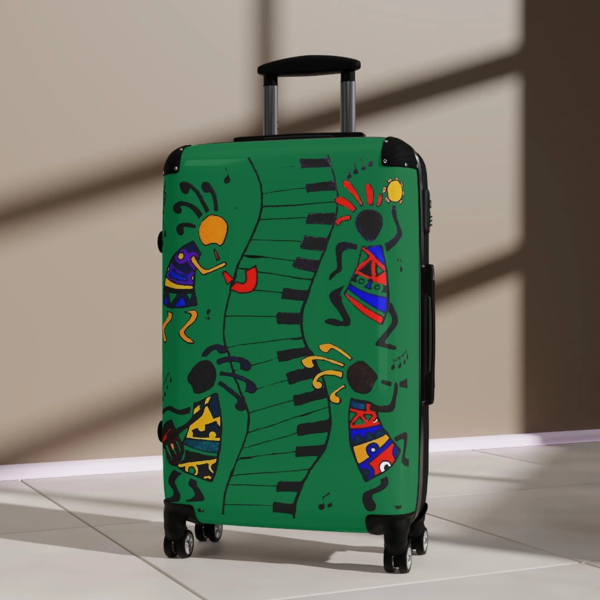 Afro Music Cartoon Suitcase, Handcrafted Luggage Bag, Traveler Gift, Unique Travel Case