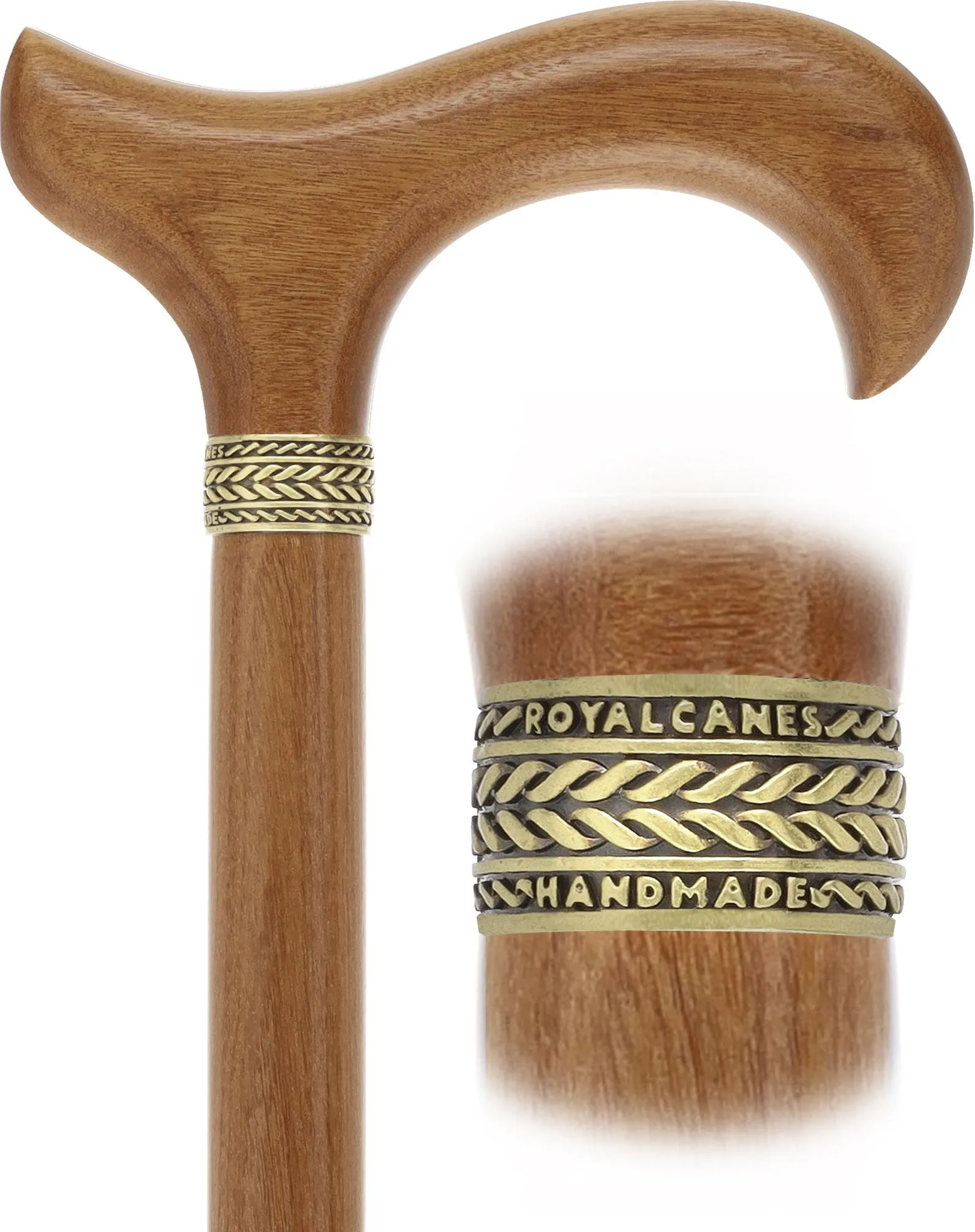 Afromosia Derby Cane: Distinct Afromosia Wood, Pewter Collar