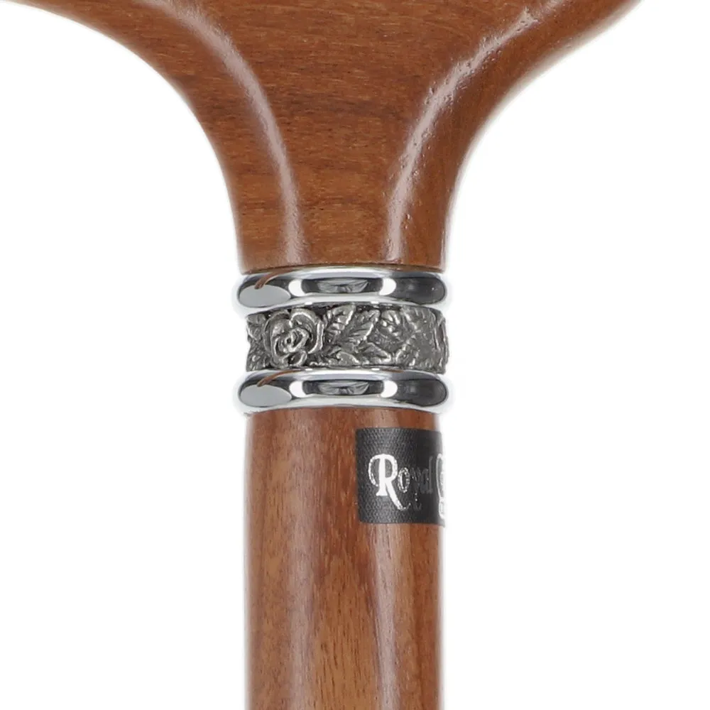 Afromosia Derby Cane: Distinct Afromosia Wood, Pewter Collar