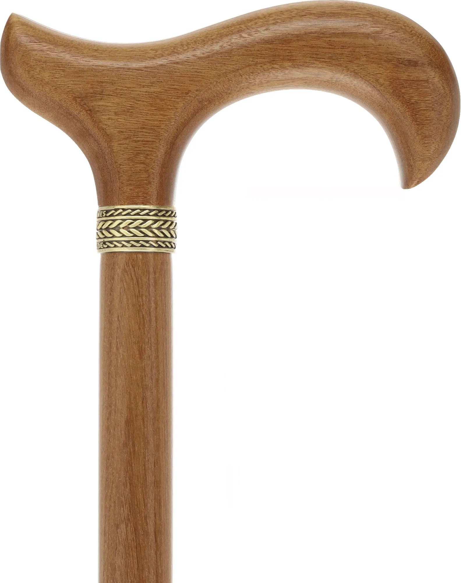 Afromosia Derby Cane: Distinct Afromosia Wood, Pewter Collar