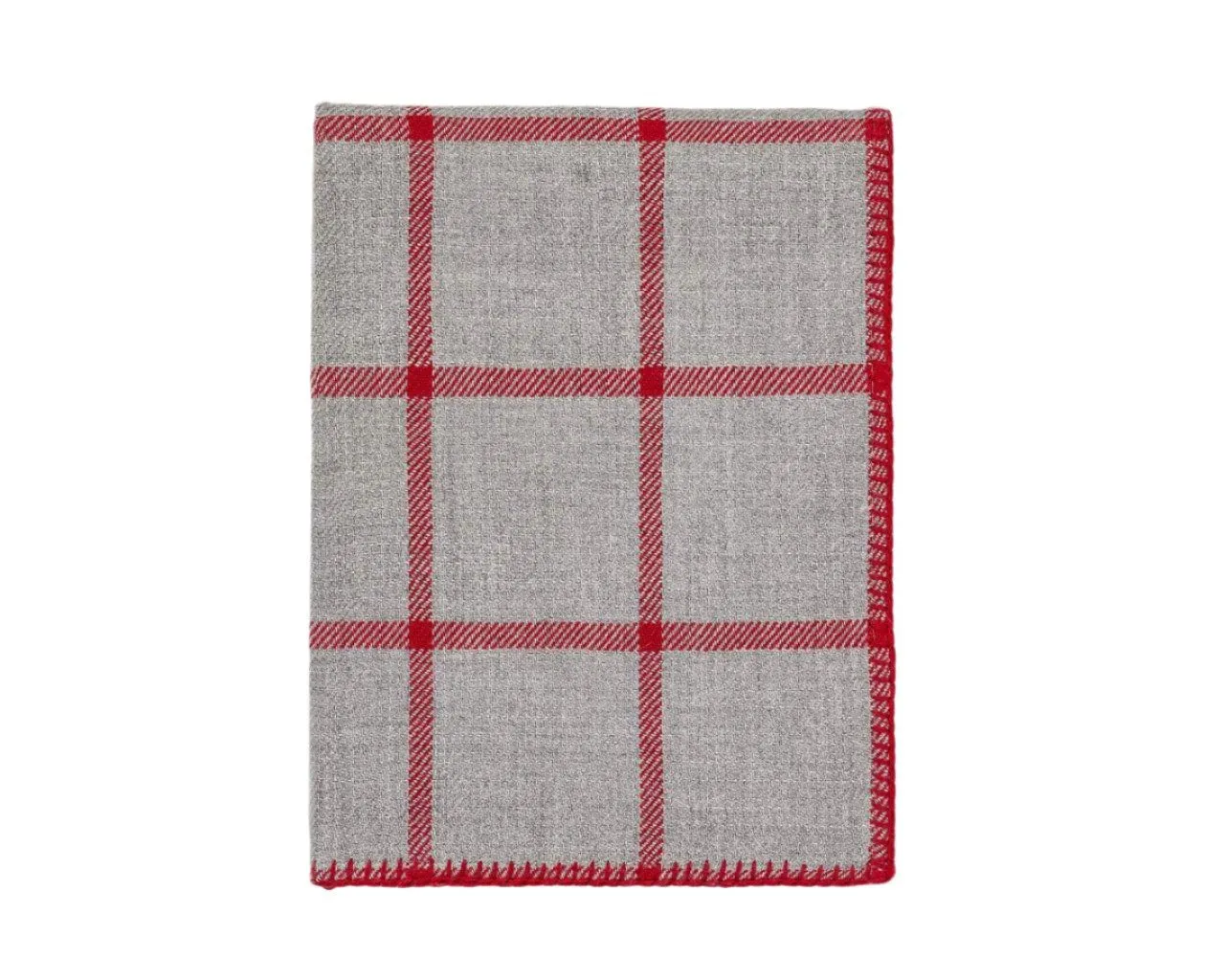 Alicia Adams Alpaca Graydon Throw in Light Grey and Scarlet Red