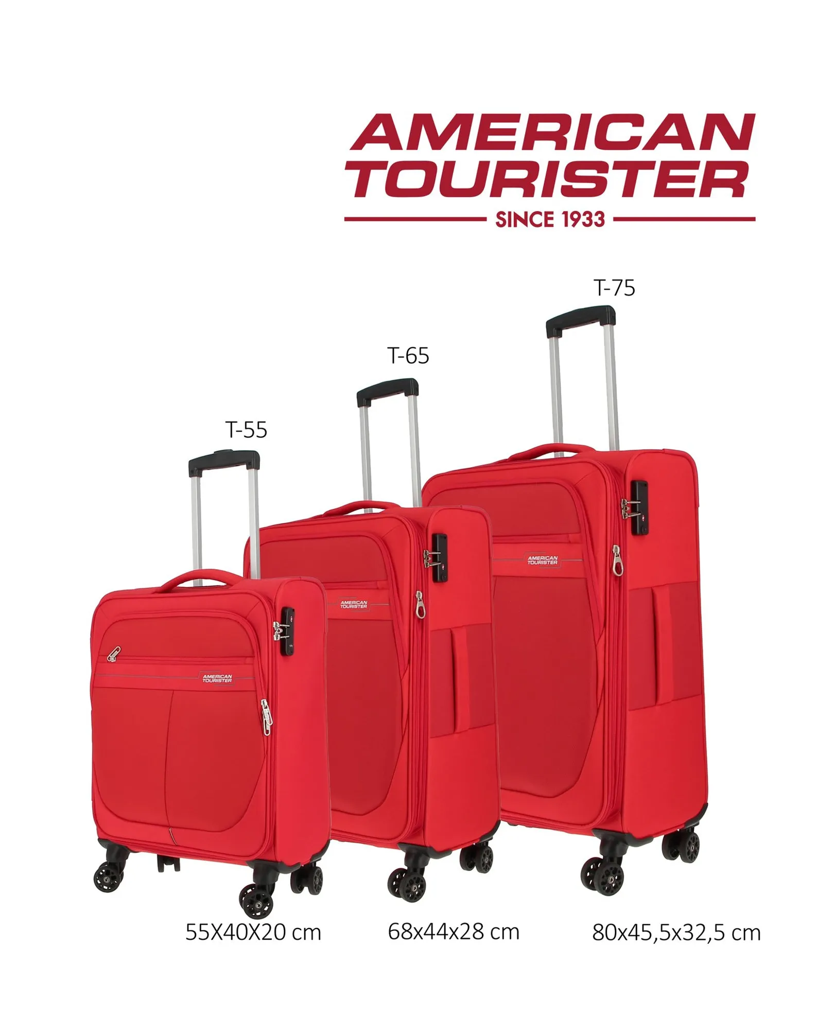 American Tourister Deep Dive - Set of 3  Expandable Red