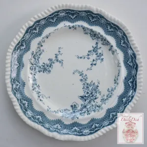 Antique Teal Spode Copeland Transferware Plate Trailing Phlox Flowers