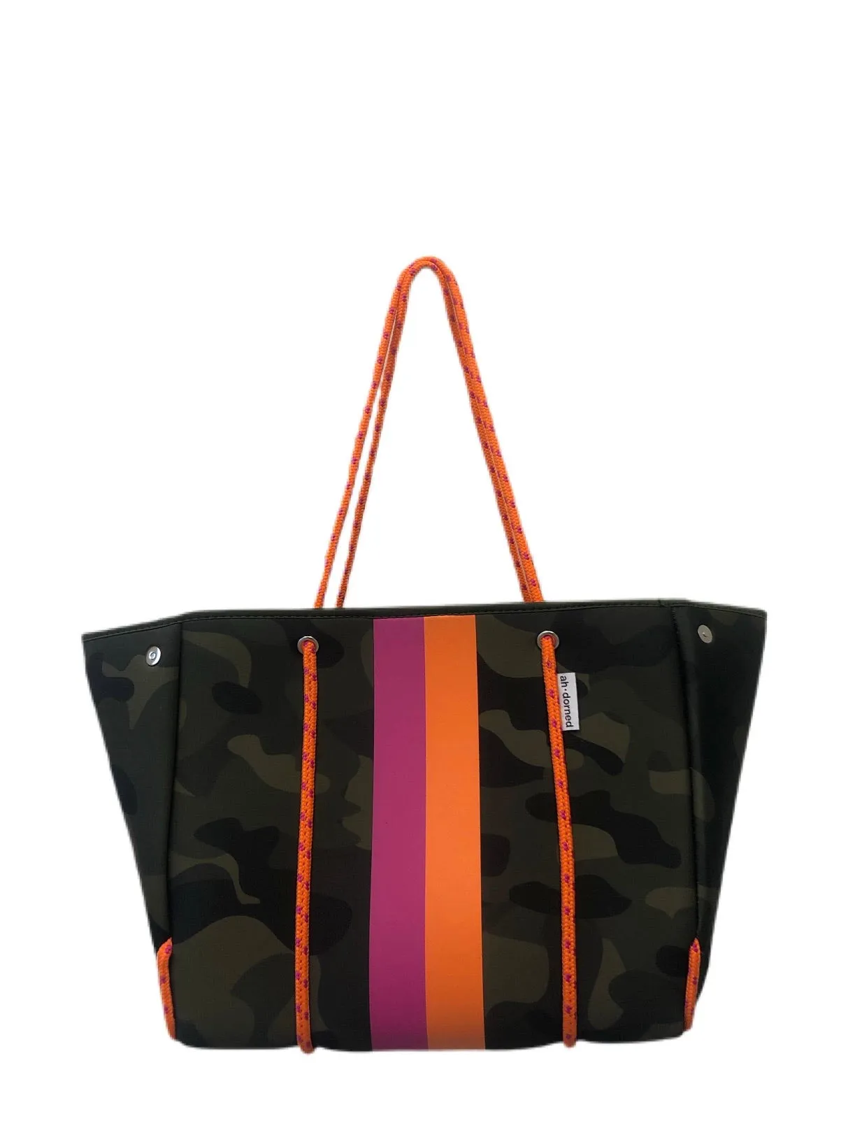 Army Camo and Stripes Neoprene Tote